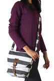 Tallulah Crossbody Bag - White and Grey Stripe