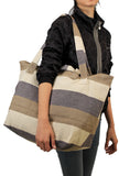 Kensington - Tan Stripe Large Shoulder Bag