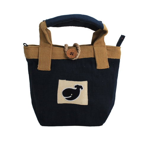 Pixie Hand Bag - Navy Blue with Whale Accent